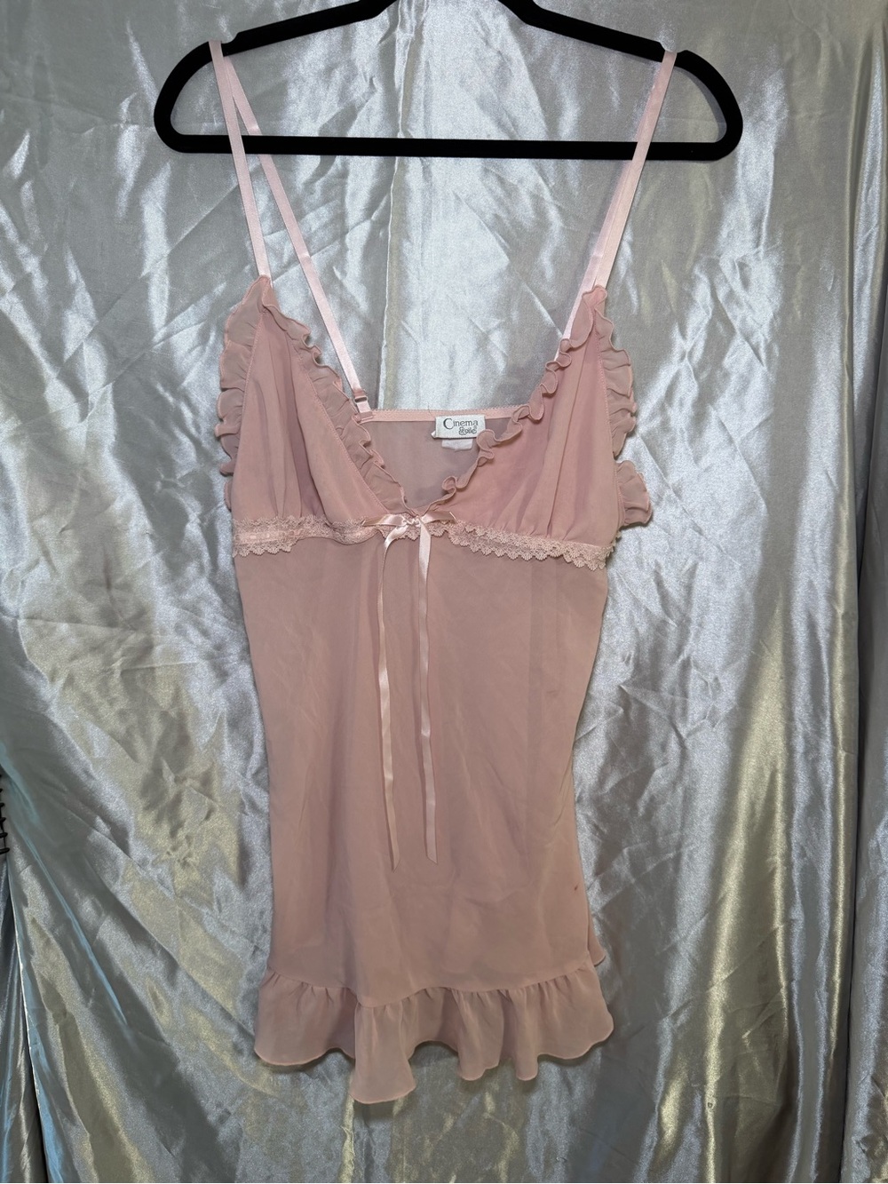 Vintage Cinema Etoile Baby Pink Ruffle Babydoll Camisole Top Size Medium